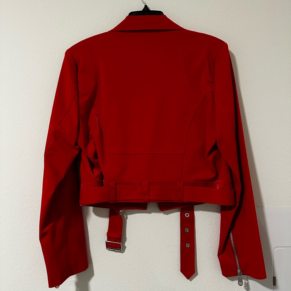 NWT Cinq a Sept red leather jacket size medium - Picture 5 of 7